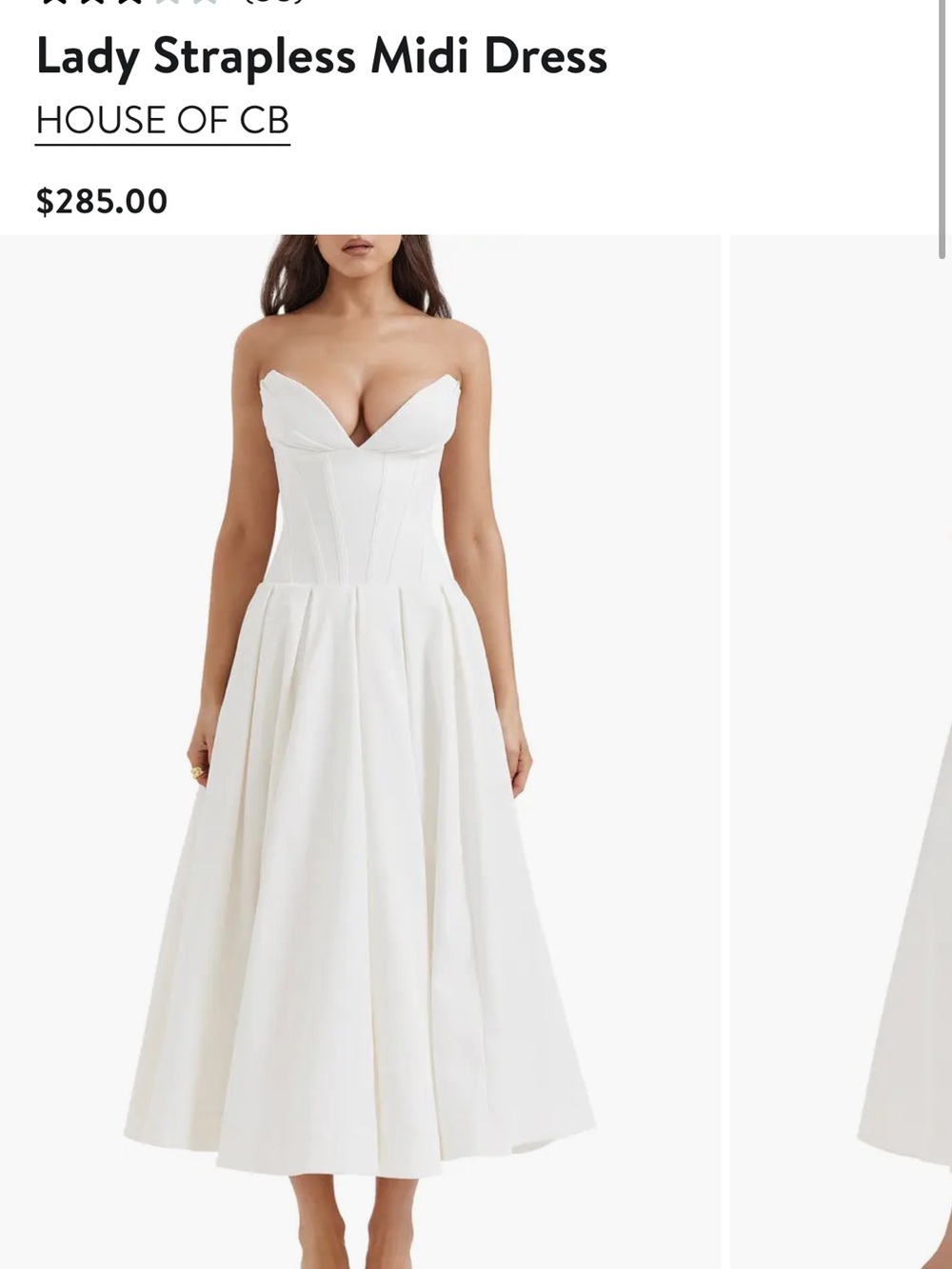 House of CB White Strapless Corset Midi Dress